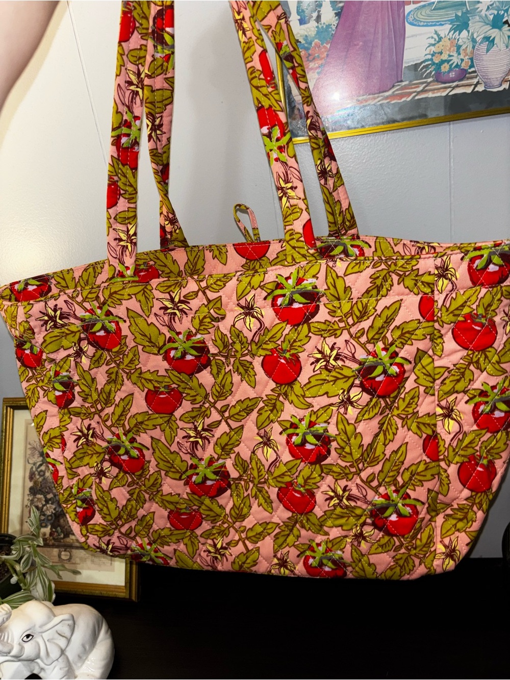Vera Bradley Small Hathaway Tote in Tomato Vines